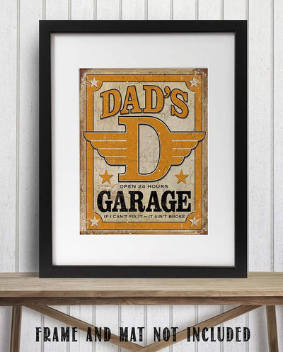 Dad's Garage- Fix Anything! Funny Garage Sign Print- 8 x10 Wall Decor- Ready To Frame. Great Mens Gift- Home Decor- Office Decor. Great for Man Cave- Bar- Garage. Dad's & Mechanics Love It!