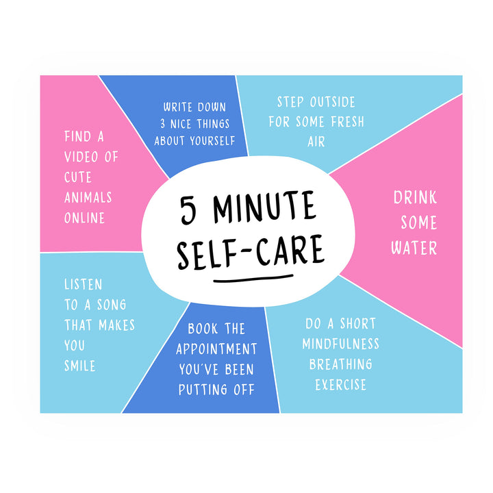 5 Minute Self-Care- Inspirational Quotes Wall Art Sign -10 x 8" Motivational Typographic Chart Print -Ready to Frame. Positive Home-Office-Studio-School-Dorm Decor. Great Gift for Inspiration!