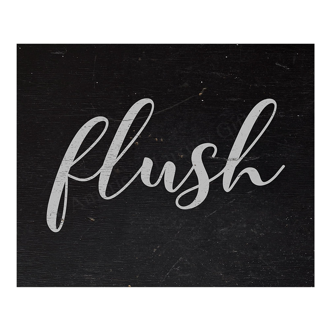 Floss-Brush-Flush-Wash Funny Bathroom Decor-Set of (4)-10 x 8" Typographic Wall Prints-Ready to Frame. Rustic Farmhouse Design. Humorous Signs-Fun Home-Guest Bathroom Decor! Printed on Photo Paper.