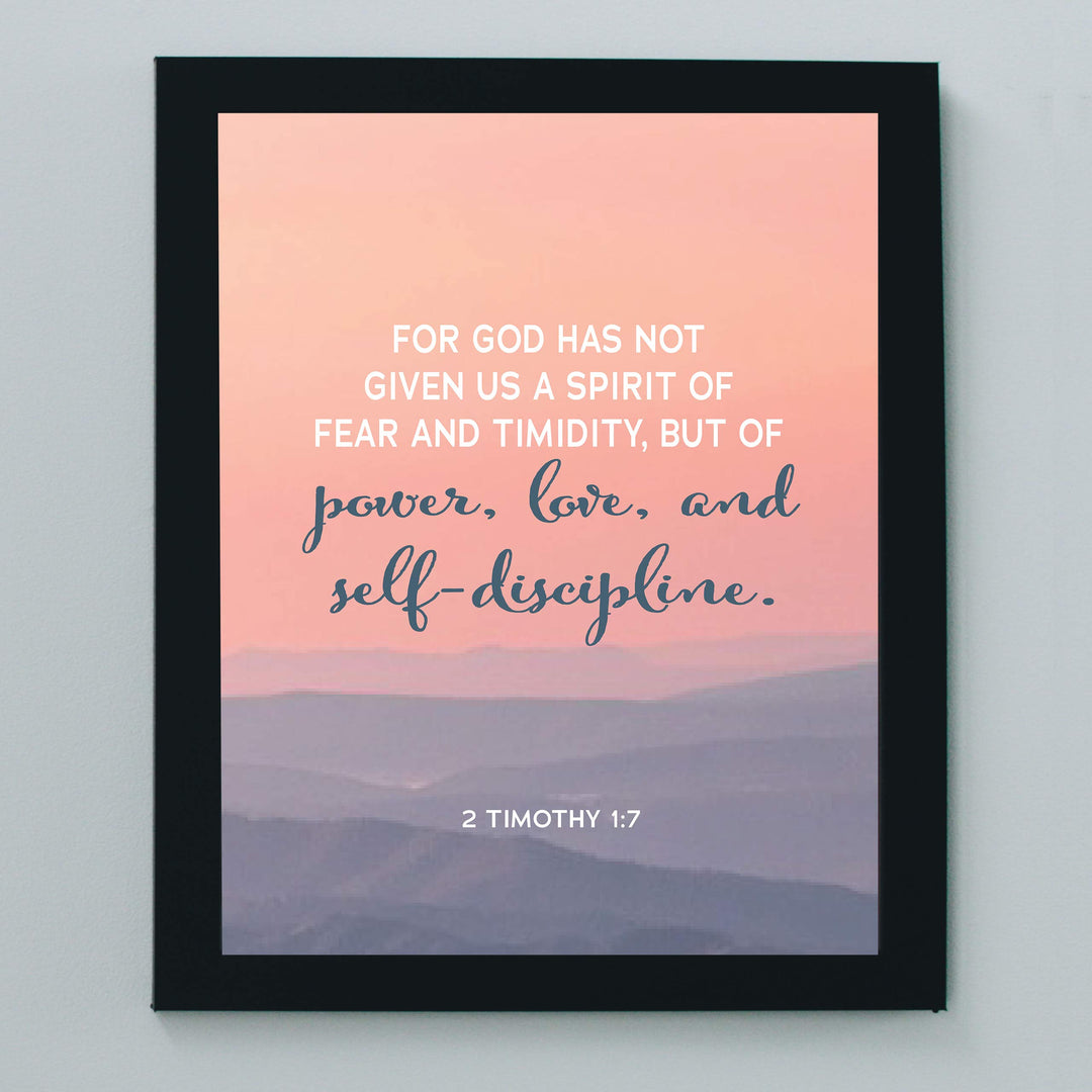 ?God Has Given Us a Spirit of Power-Love?- 2 Timothy 1:7- Bible Verse Wall Art- 8 x 10" Modern Typographic Design. Scripture Wall Print-Ready to Frame. Home-Office-Church D?cor. Great Christian Gift!