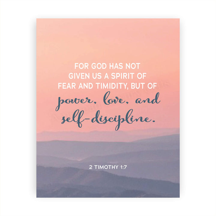?God Has Given Us a Spirit of Power-Love?- 2 Timothy 1:7- Bible Verse Wall Art- 8 x 10" Modern Typographic Design. Scripture Wall Print-Ready to Frame. Home-Office-Church D?cor. Great Christian Gift!