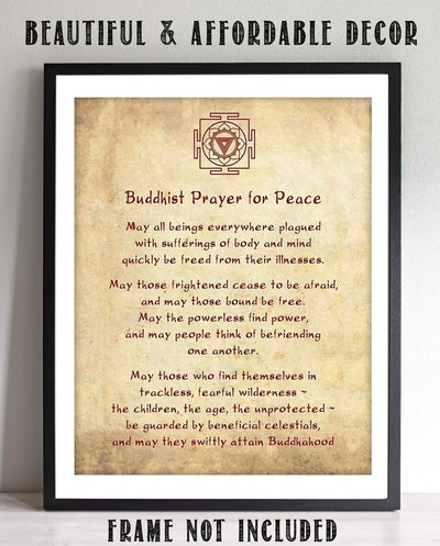 Buddhist Prayer For Peace Art Print- 8 x 10" Wall Art Parchment Print- Ready to Frame. Asian Home D?cor, Studio & Office D?cor. Perfect Gift for Buddhism, Zen & Inspiration.