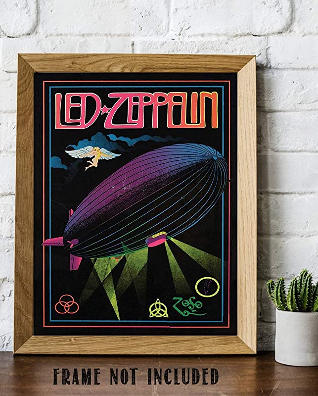Led Zeppelin Band Poster Print- 8 x 10 Wall Print. Iconic Rock Band Logo Print Featuring"The Zeppelin Airship"