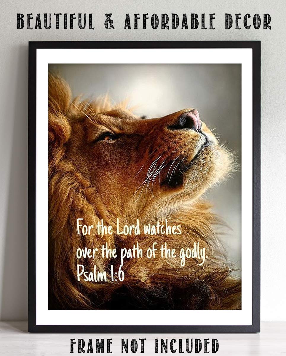 The Lord Watches Over the Path of Godly- Psalm 1:6- Bible Verse Wall Art- 8 x 10" Modern Typographic Design. Scripture Wall Print-Ready to Frame. Home-Office-Church D?cor. Great Christian Gift!