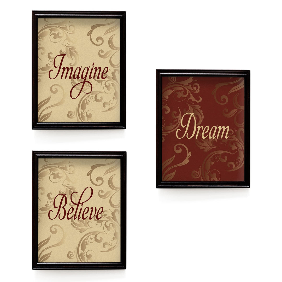 Imagine-Dream-Believe- Quotes Wall Art Set (3) - 8 x 10"s Fine-Art Design Wall Prints- Ready to Frame. Home-Office-School-Library D?cor. Perfect Wall Decor Gift for Motivation &amp; Inspiration.