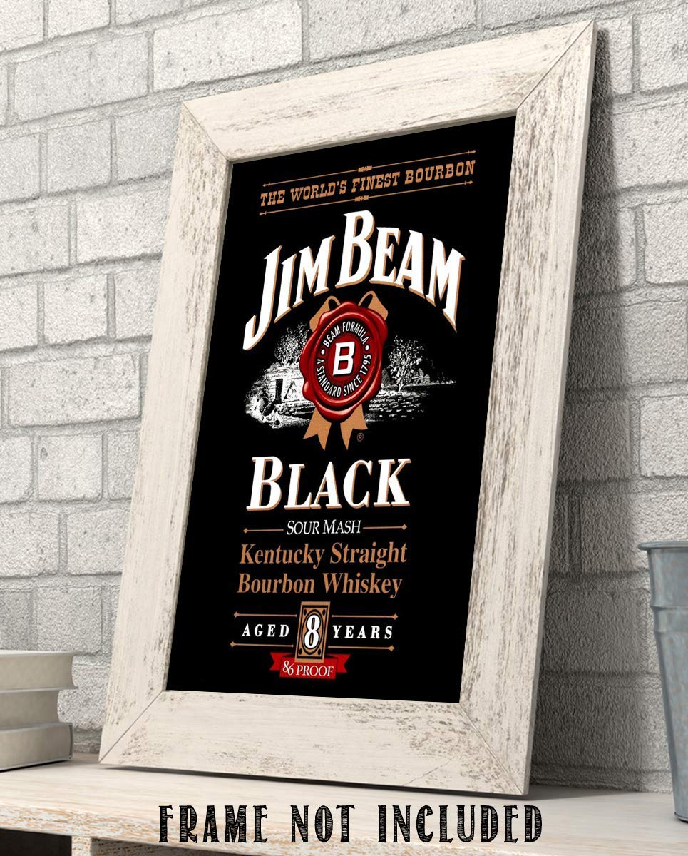 Jim Beam"Black" Bourbon Label-Wall Art Sign-8 x 10"-Genuine Replica Print-Ready to Frame. Home-Office D?cor. Must Have For Kentucky Bourbon Whiskey Fans. Great Addition To Man Cave-Dorm-Bar-Garage.