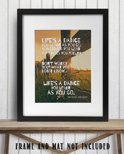 Life's a Dance Song Art Print-by John Michael Montgomery. 8 x 10 Music Wall Print-Ready To Frame. Modern Typographic Print. Home-Studio-Bar-Man Cave Decor. Perfect Gift For Country Music Lovers.