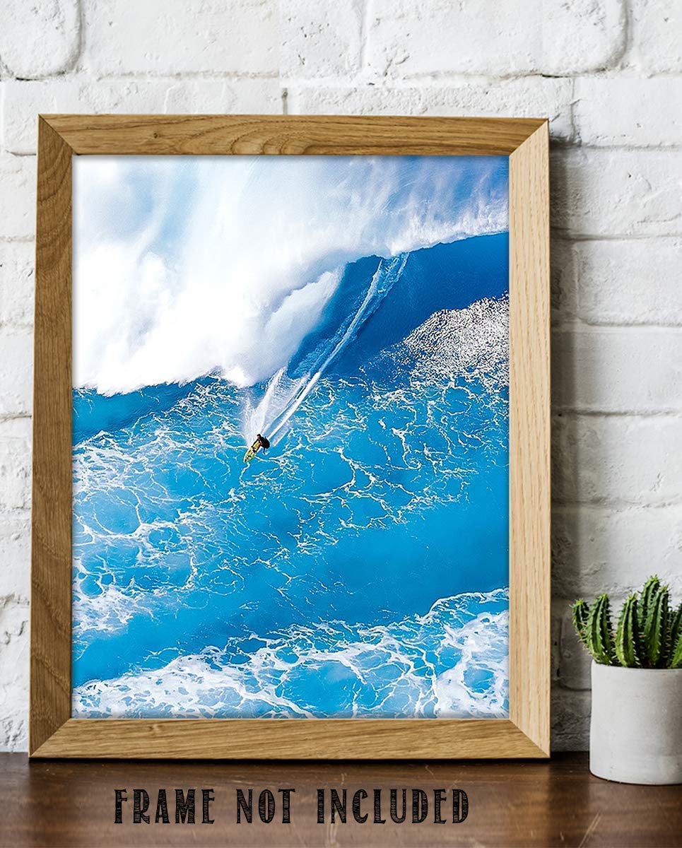 Extreme Surfer- Ripping the Monster Wave- 8 x 10 Art Image Print Ready to Frame. Modern Home D?cor, Office D?cor &amp; Wall Print for Beach, Ocean and Surfing Themes. Makes a Perfect Gift for Ocean Lovers