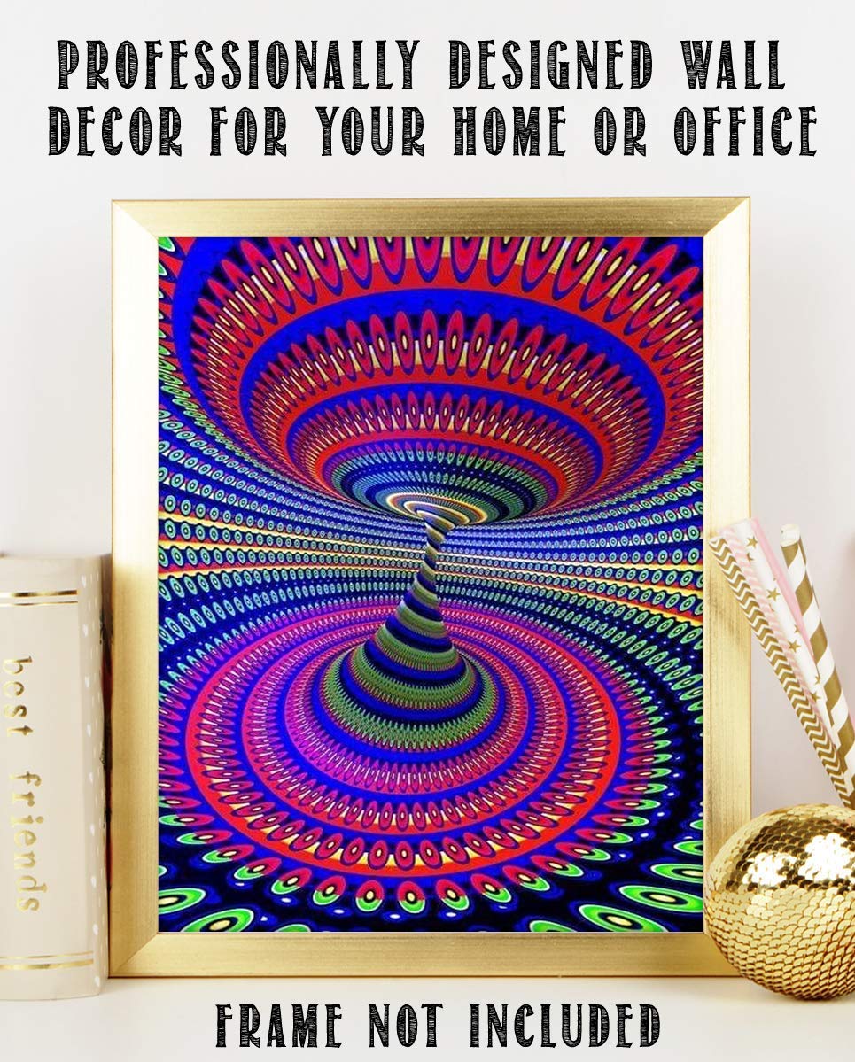 Psychedelic Spirals Up &amp; Down- Optical Illusion Print. 8 x 10"- Abstract Wall Art-Ready to Frame. Modern Home-Studio-Office-Dorm D?cor. Very Trippy &amp; Cool Gift for Illusion Art Fans.