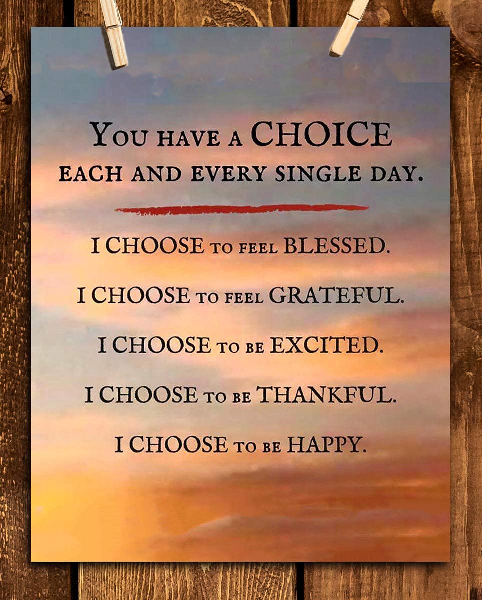 "I Choose To Feel Blessed-Grateful-Happy"- Inspirational Wall Art- 8 x 10"