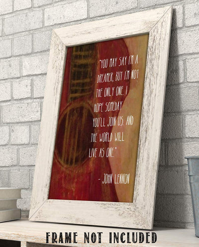 John Lennon Song Lyrics Wall Art-"Imagine- You May Say I'm a Dreamer!"- 8 x 10 Art Print Ready to Frame. Modern Home D?cor- Office D?cor. Perfect Gift for Musicians, Beatles Fans & Inspiration.