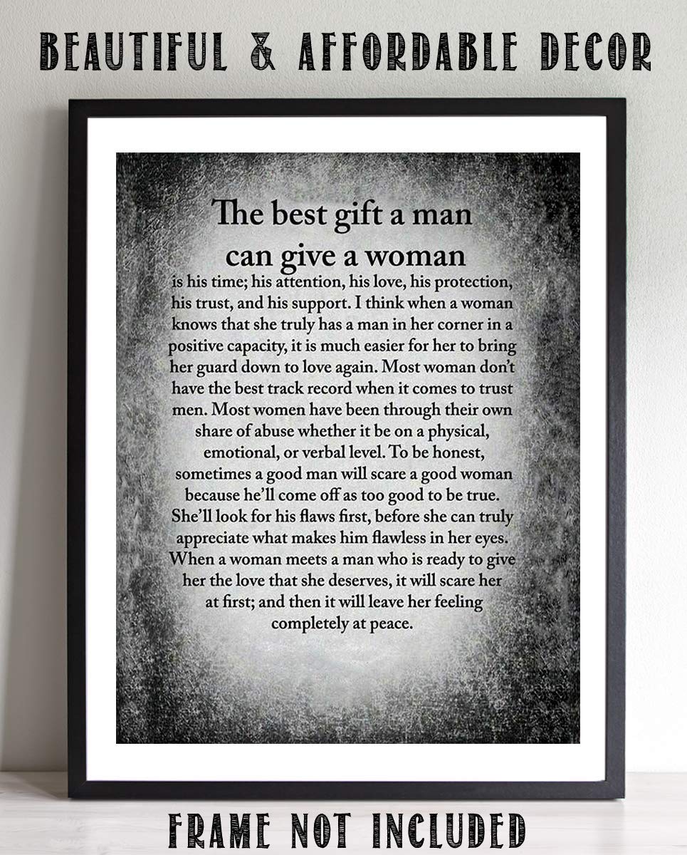 The Best Gift a Man Can Give a Woman- Inspirational Wall Print- 8 x 10"- Wall Art -Ready to Frame. Perfect For Spouse &amp; Partners. Great Engagement-Wedding Gift. Encouraging Reminders For Your Man.