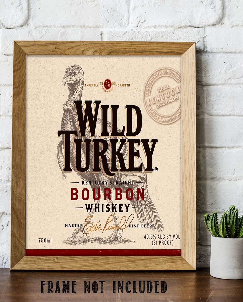 Wild Turkey Bourbon Label- Wall Art Sign- 8 x 10"-Genuine Replica Print-Ready to Frame. Home D?cor-Dining D?cor. A Must For Kentucky Bourbon Whiskey Fans. Perfect Addition To Man Cave-Dorm-Bar-Garage.