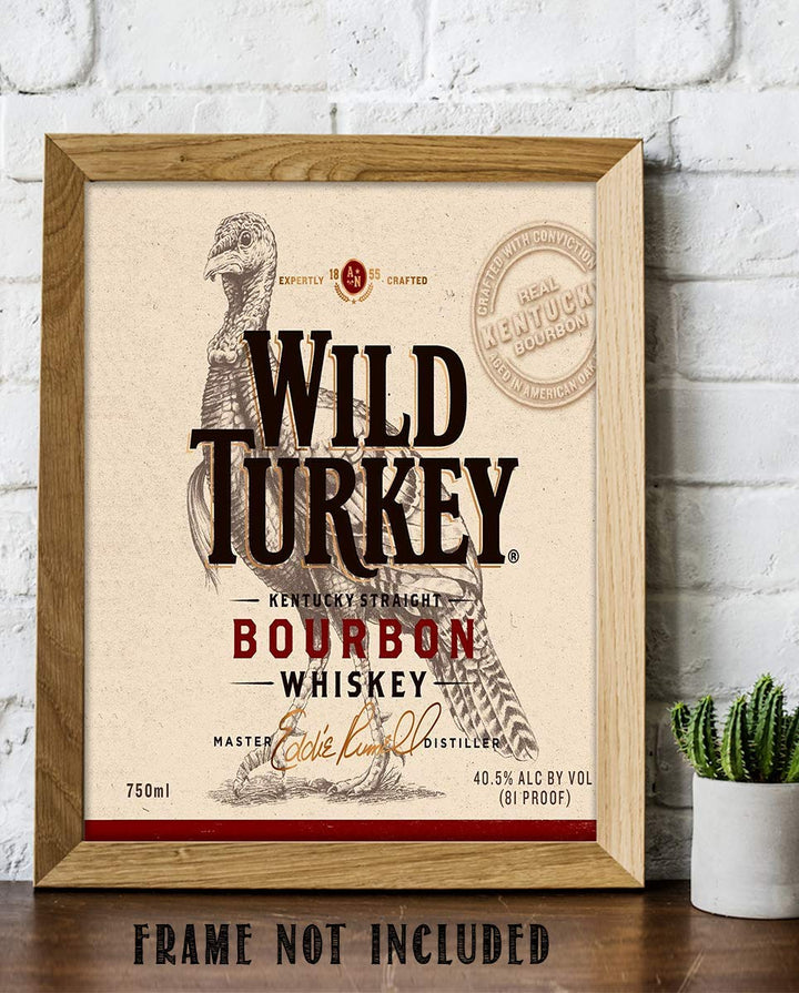 Wild Turkey Bourbon Label- Wall Art Sign- 8 x 10"-Genuine Replica Print-Ready to Frame. Home D?cor-Dining D?cor. A Must For Kentucky Bourbon Whiskey Fans. Perfect Addition To Man Cave-Dorm-Bar-Garage.