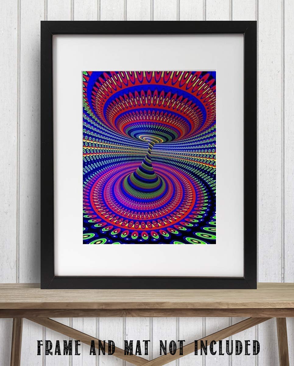 Psychedelic Spirals Up & Down- Optical Illusion Print. 8 x 10"- Abstract Wall Art-Ready to Frame. Modern Home-Studio-Office-Dorm D?cor. Very Trippy & Cool Gift for Illusion Art Fans.