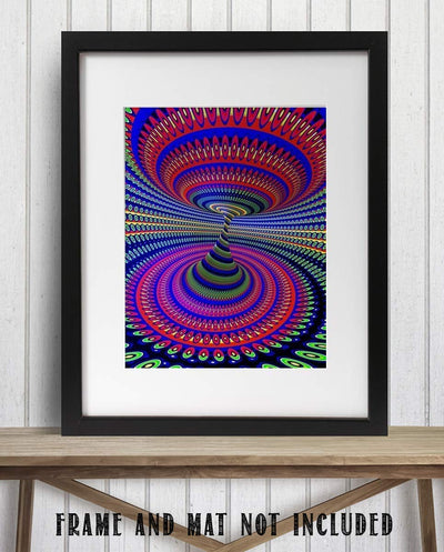 Psychedelic Spirals Up & Down- Optical Illusion Print. 8 x 10"- Abstract Wall Art-Ready to Frame. Modern Home-Studio-Office-Dorm D?cor. Very Trippy & Cool Gift for Illusion Art Fans.