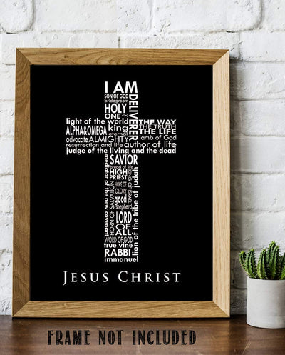 "Names of Jesus In Cross"-Bible Wall Art. 8 x 10"