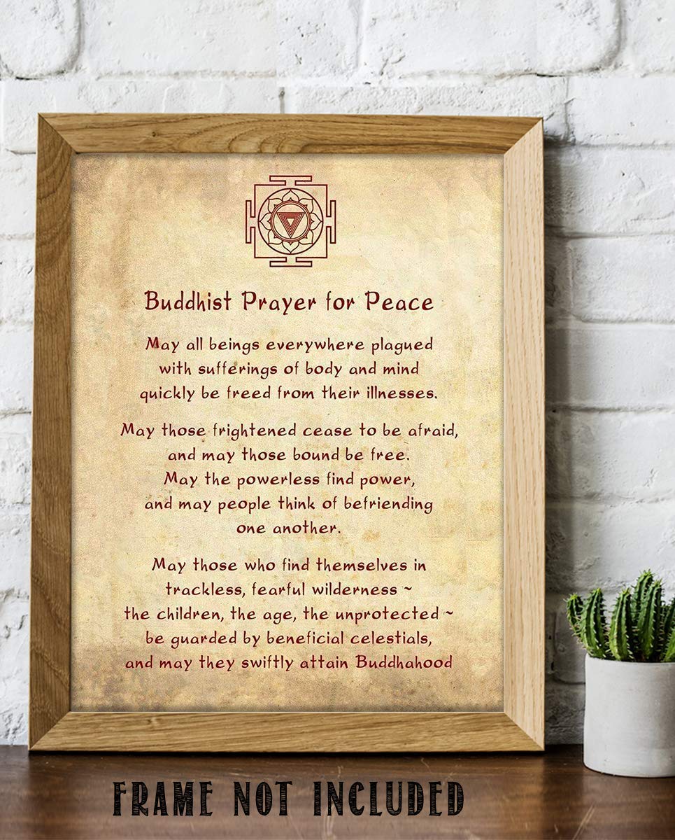 Buddhist Prayer For Peace Art Print- 8 x 10" Wall Art Parchment Print- Ready to Frame. Asian Home D?cor, Studio &amp; Office D?cor. Perfect Gift for Buddhism, Zen &amp; Inspiration.