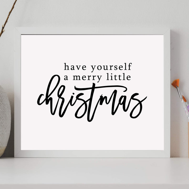 Have Yourself A Merry Little Christmas Rustic Holiday Wall Art Sign -14 x 11" Christmas Song Art Print-Ready to Frame. Typographic Home-Kitchen-Farmhouse-Welcome Decor. Great Gift-Decoration!