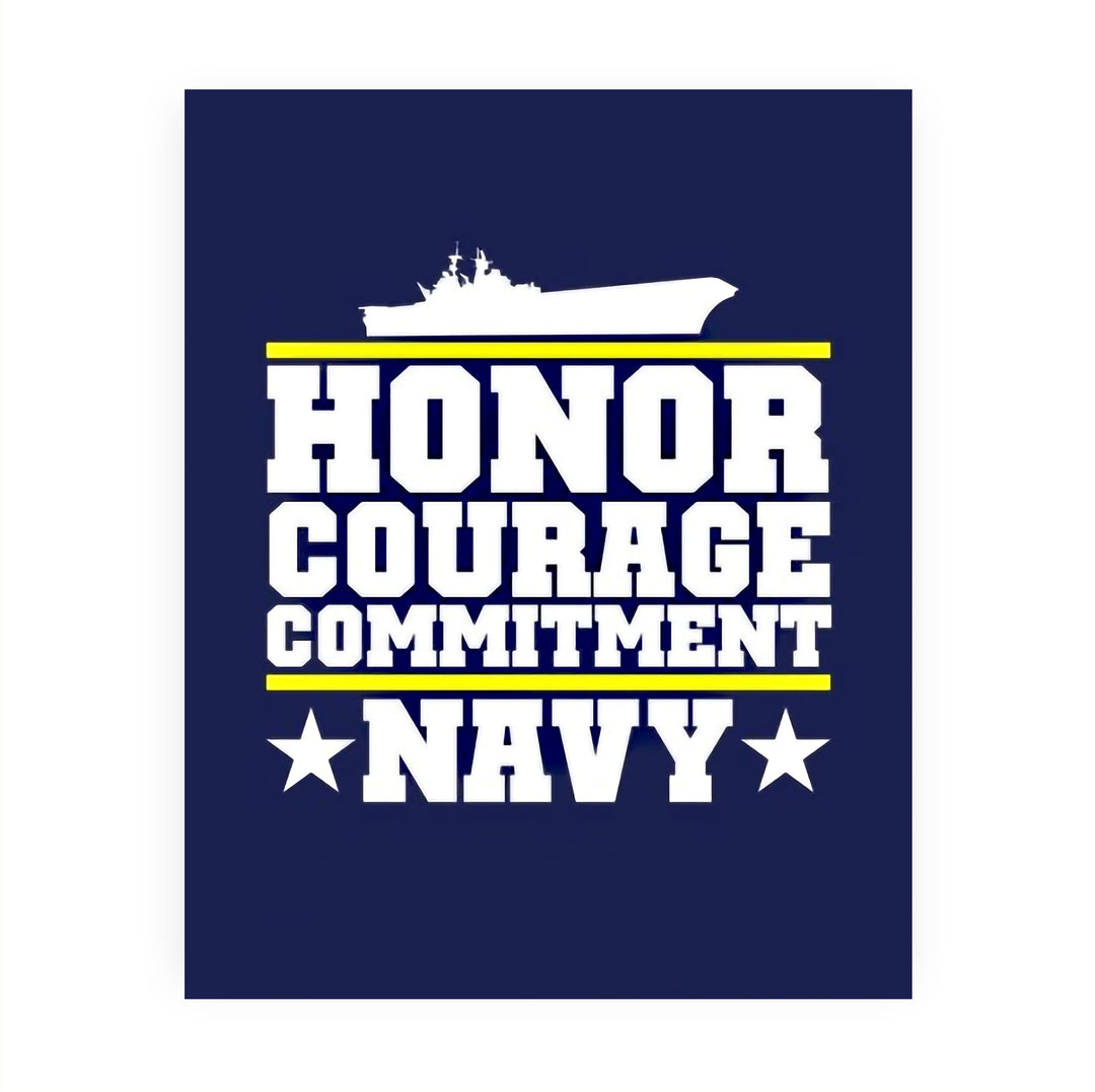 US Navy Quotes"Honor Courage Commitment" Naval Ship Wall Art Sign- 8 x 10" Blue USA Navy Seals Print -Ready To Frame. American Military Decor Poster Print for Home-Office-Garage-Bar-Man Cave Decor.