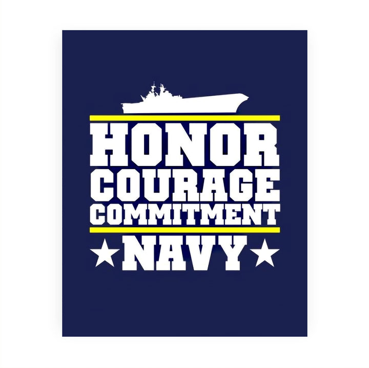 US Navy Quotes"Honor Courage Commitment" Naval Ship Wall Art Sign- 8 x 10" Blue USA Navy Seals Print -Ready To Frame. American Military Decor Poster Print for Home-Office-Garage-Bar-Man Cave Decor.