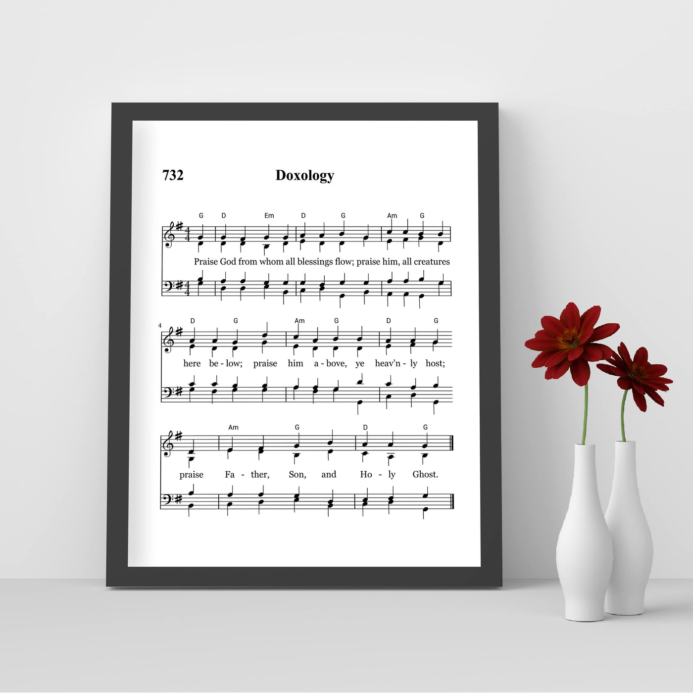 "Doxology -Praise God From Whom All Blessings Flow" Hymn Sheet Music Wall Art -8 x 10" Inspirational Christian Print -Ready to Frame. Classic Hymns for Home-Office-Church & Religious Decor!