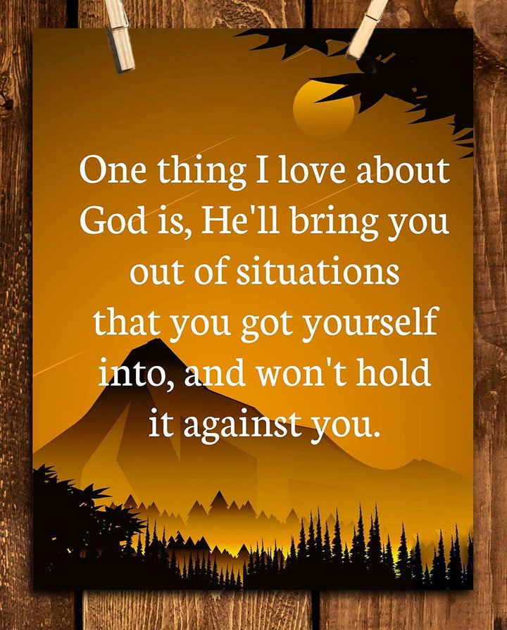 God Will Bring You Through &amp; Not Hold It Against You-Spiritual Wall Art- 8 x 10"- Inspirational Wall Print-Ready to Frame. Home Office-Church-School Decor. Inspiring &amp; Encouraging Message for ALL!