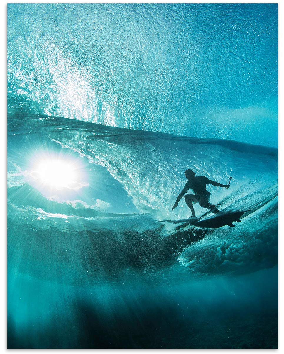 Surfer Ripping Point Break- 8 x 10 Print Wall Art - Ready to Frame. Modern Home D?cor, Office D?cor &amp; Wall Print for Beach, Ocean and Surfing Themes. Makes a Perfect Gift!