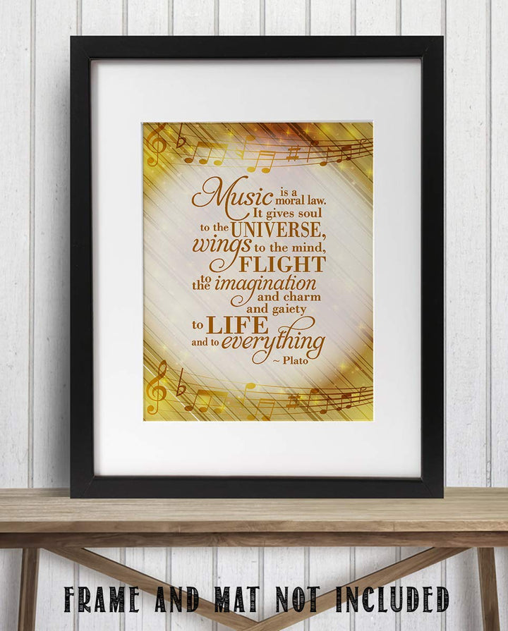 Music Gives Flight To Life &amp; Everything- Plato Quotes Wall Art- 8 x 10" Wall Print-Ready to Frame. Modern Home-Studio-Office-School Music D?cor. Perfect Gift for Music Inspiration &amp; Philosophy.
