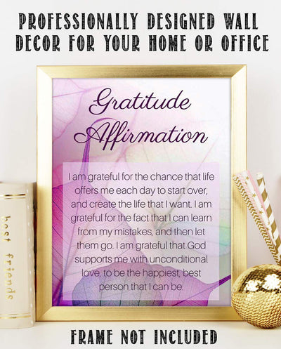 Gratitude Affirmation- Self Talk- 8 x 10" Inspirational Poster Print. Motivational Wall Art-Ready to Frame. Ideal for Home-Office-Studio D?cor. Fill Yourself with Gratitude for Best Day! Great Gift!