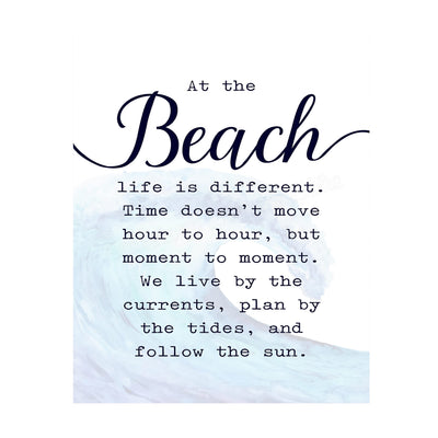 At the Beach-Life Is Different Inspirational Beach Wall Sign -11 x 14" Ocean Wave Wall Art Print-Ready to Frame. Rustic Coastal Decor for Home-Beach House-Nautical Themes! Great Reminder to Relax!