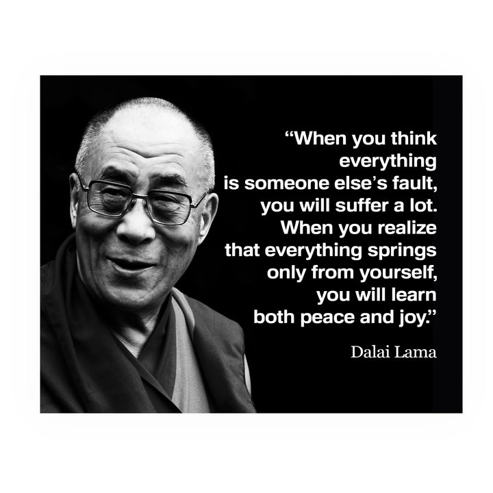Dalai Lama-"You Will Learn Both Peace &amp; Joy"-Spiritual Quotes Wall Art -8 x 10" Typographic Portrait Print-Ready to Frame. Inspirational Home-Studio-Office-Zen Decor. Perfect Life Lesson for All!
