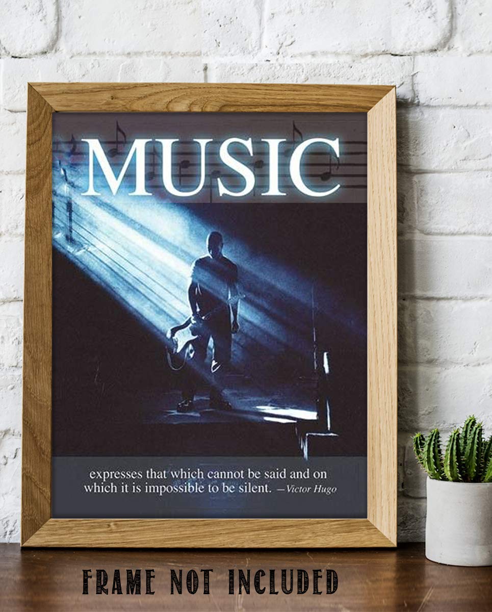 Music Expresses That Which Cannot Be Said.Silent- Victor Hugo Quote Wall Art Print- 8 x 10"- Ready to Frame. Modern-Inspirational Home Decor. Office-Studio Decor. Great Romantic Age- Poetic Quote.