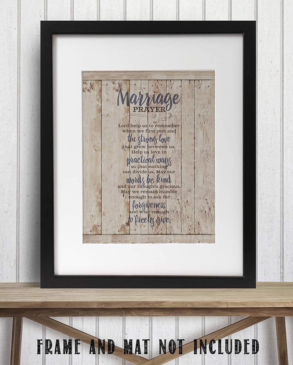 Marriage Prayer- Wall Art Print-8 x 10"- Rustic Typographic Print on Wood Sign Background-Ready to Frame. Home-Bedroom- Christian Decor. Fantastic Wedding-Anniversary Gift to Remember"The Why".