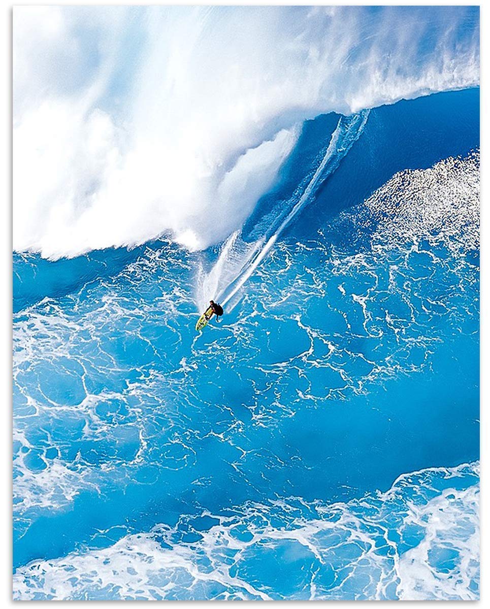 Extreme Surfer- Ripping the Monster Wave- 8 x 10 Art Image Print Ready to Frame. Modern Home D?cor, Office D?cor & Wall Print for Beach, Ocean and Surfing Themes. Makes a Perfect Gift for Ocean Lovers