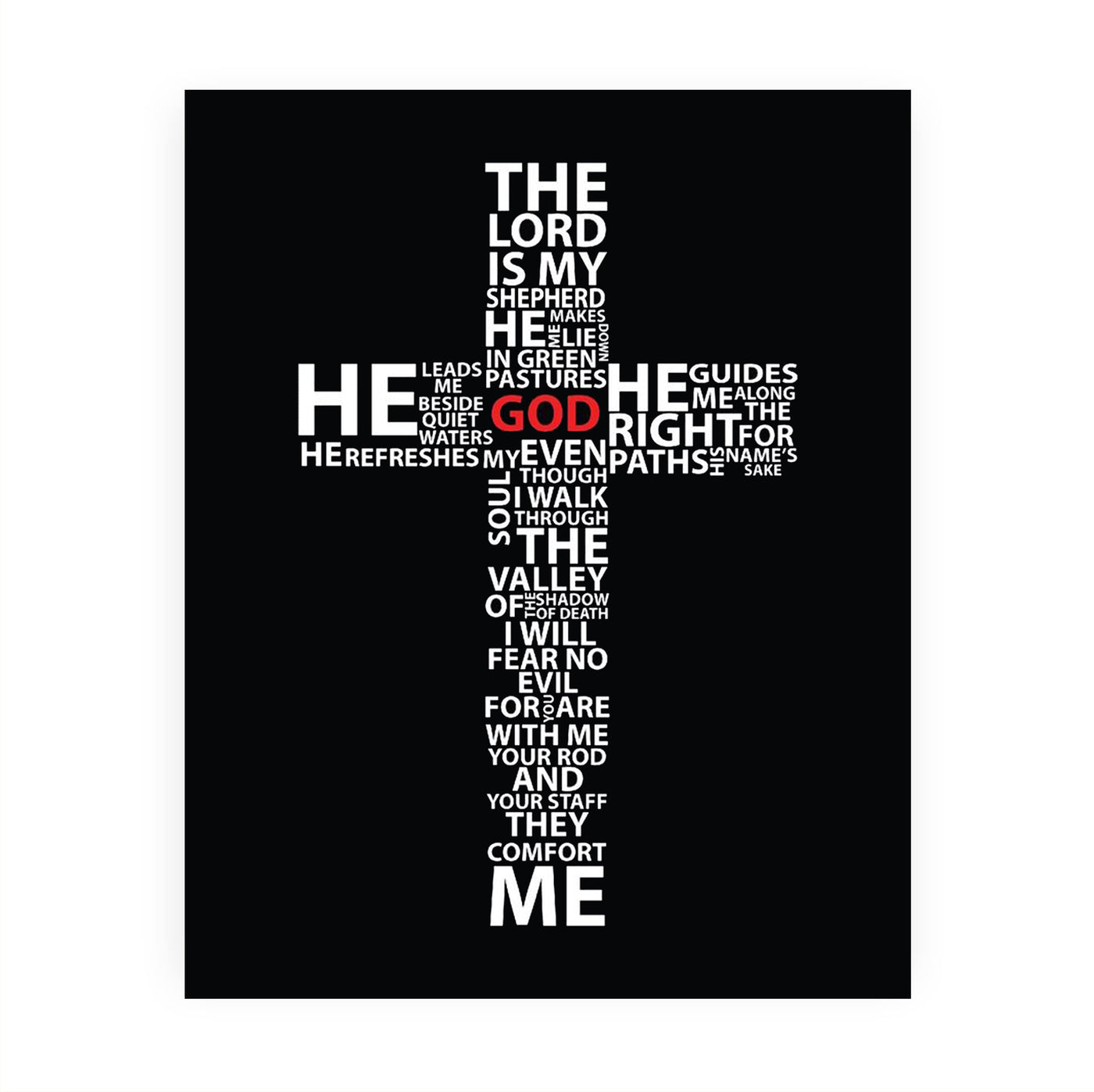 23rd Psalm- Bible Verse Cross Art."The Lord Is My Shepherd, I Shall Not Want".8 x 10" Modern Typographic Design. Scripture Wall Print-Ready to Frame. Home-Office-Church D?cor. Perfect Christian Gift!