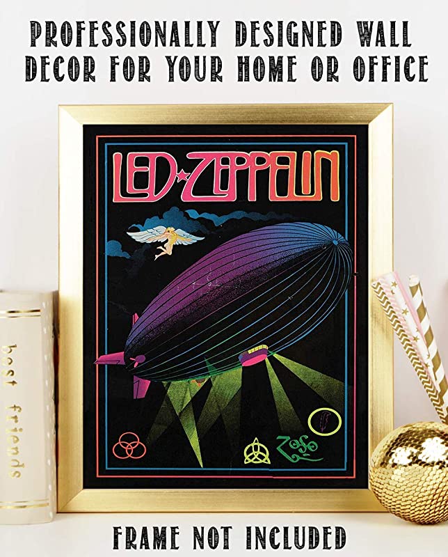 Led Zeppelin Band Poster Print- 8 x 10 Wall Print. Iconic Rock Band Logo Print Featuring"The Zeppelin Airship"