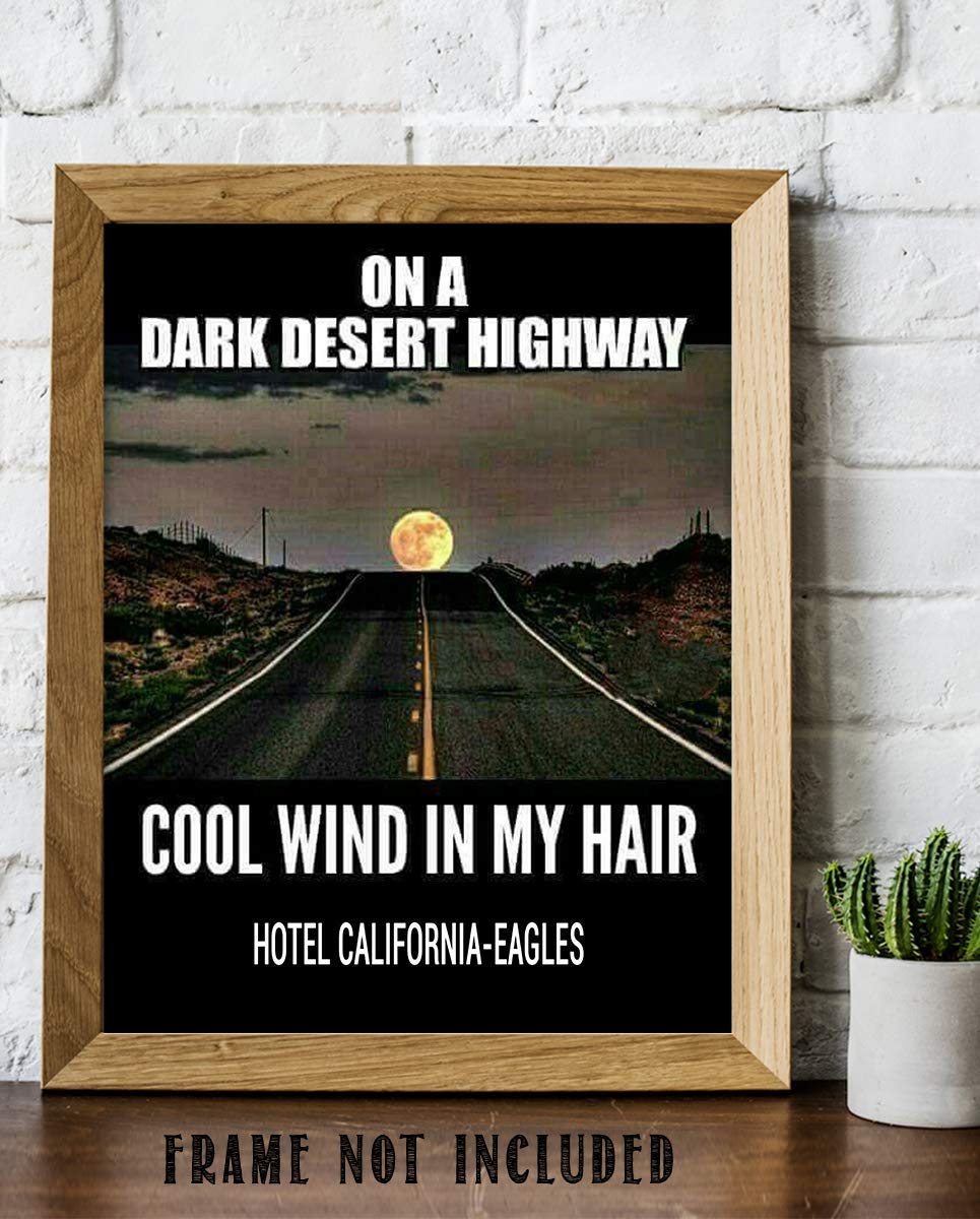 The Eagles-"Hotel California-On A Dark Desert Highway"-Song Art Wall Print-8x10"