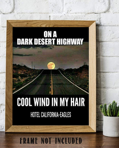 The Eagles-"Hotel California-On A Dark Desert Highway"-Song Art Wall Print-8x10"