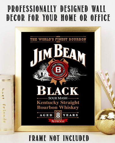 Jim Beam"Black" Bourbon Label-Wall Art Sign-8 x 10"-Genuine Replica Print-Ready to Frame. Home-Office D?cor. Must Have For Kentucky Bourbon Whiskey Fans. Great Addition To Man Cave-Dorm-Bar-Garage.