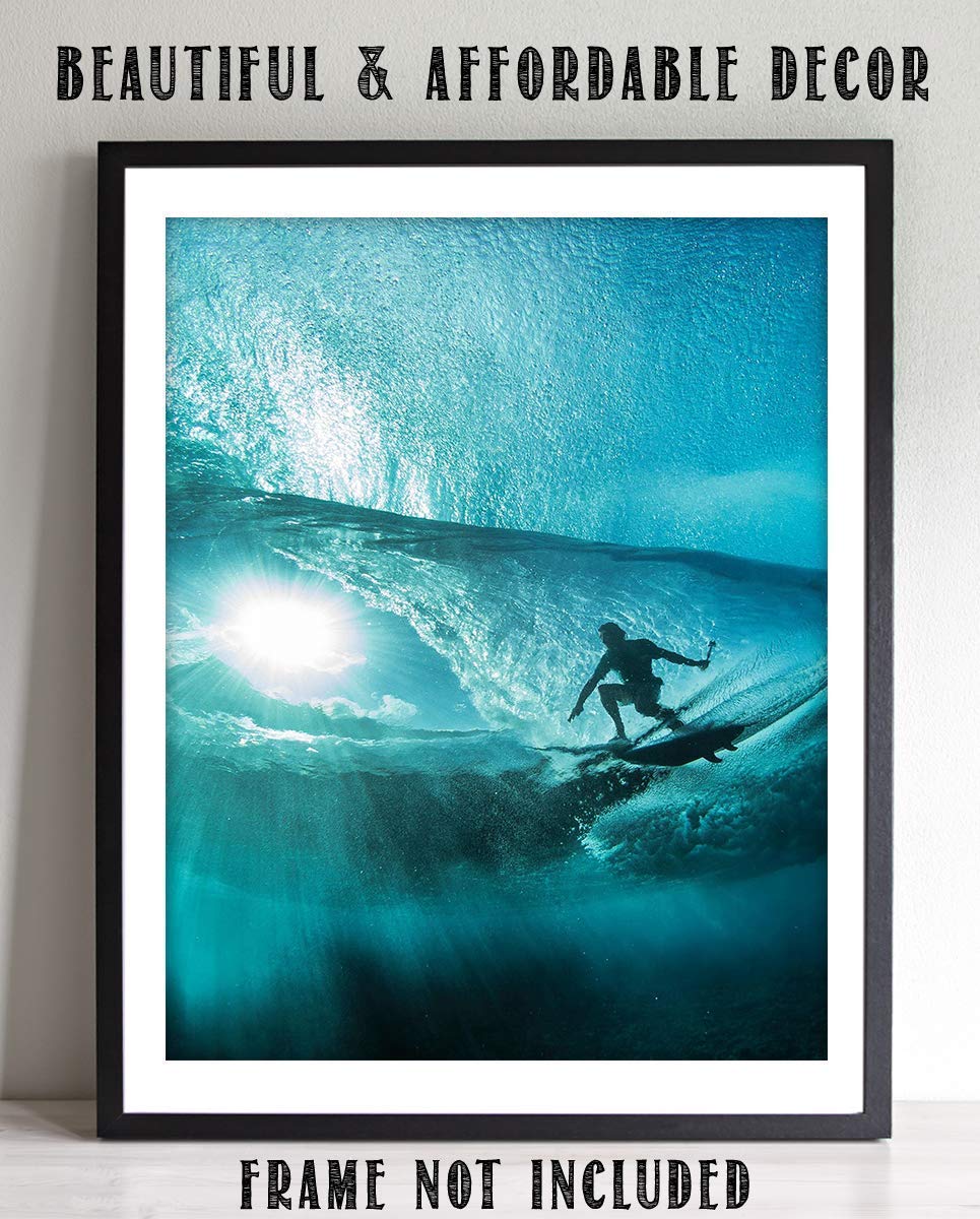Surfer Ripping Point Break- 8 x 10 Print Wall Art - Ready to Frame. Modern Home D?cor, Office D?cor &amp; Wall Print for Beach, Ocean and Surfing Themes. Makes a Perfect Gift!
