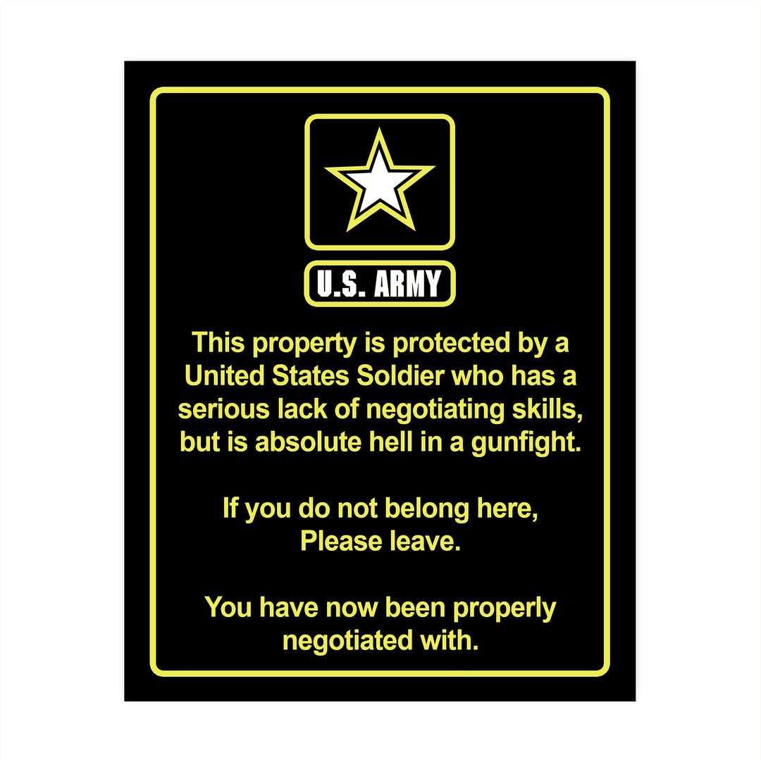 This House Is Protected By a United States Soldier US Army Star Logo Print- 8 x 10"- Wall Art Prints- Ready to Frame. Humorous Home-Office-Military-Door Decor. Perfect Sign for Those Who Served!