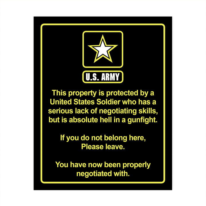 This House Is Protected By a United States Soldier US Army Star Logo Print- 8 x 10"- Wall Art Prints- Ready to Frame. Humorous Home-Office-Military-Door Decor. Perfect Sign for Those Who Served!
