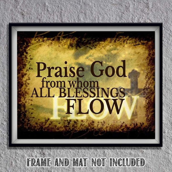 Praise God From Whom All Blessings Flow New Doxology- Spiritual Wall Art- 8x10-Modern Typography Print-Ready To Frame- Home D?cor- Church D?cor-Christian Gifts. Great Reminder To Praise- Psalm 148.