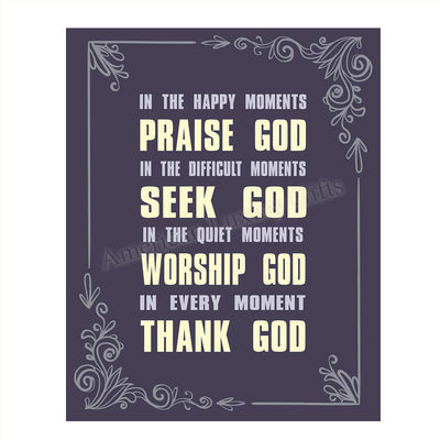 All Moments With God- Christian Wall Art- 8x10- Scripture Wall Art- Ready to Frame. Home D?cor, Office D?cor-Perfect Christian Gifts to Inspire, Encourage and Remind to Praise-Seek-Worship-Thank God!