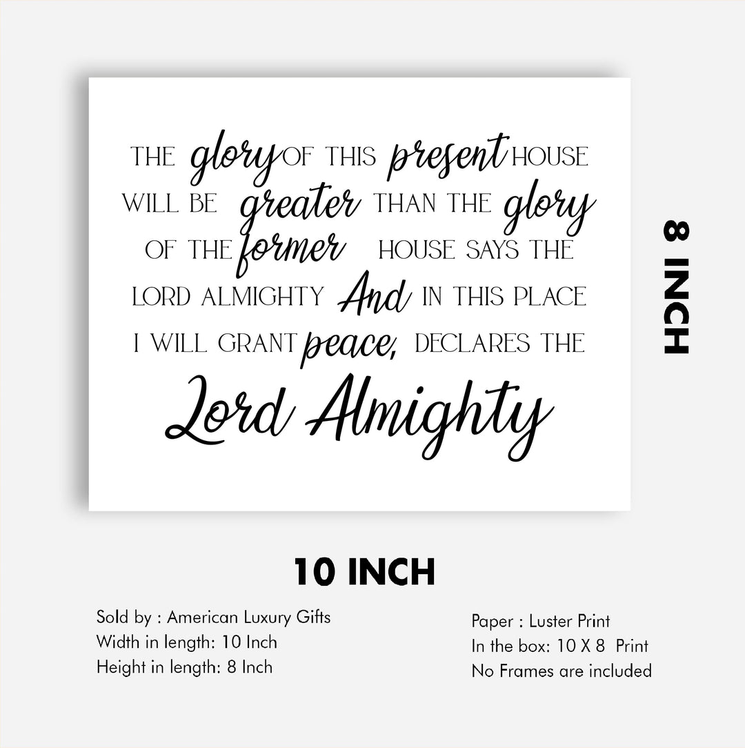 In This Place, I Will Grant Peace Bible Verse Wall Art Decor -10 x 8" Inspirational Christian Scripture Print -Ready to Frame. Religious Decoration for Home-Office-Church Decor. Haggai 2:9.