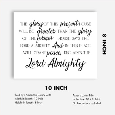 In This Place, I Will Grant Peace Bible Verse Wall Art Decor -10 x 8" Inspirational Christian Scripture Print -Ready to Frame. Religious Decoration for Home-Office-Church Decor. Haggai 2:9.