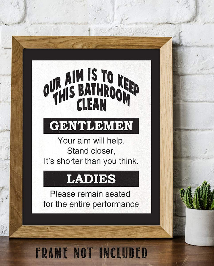 Keep Bathroom Clean- Ladies &amp; Gentlemen- Funny Bathroom Sign- 8 x 10" Print Wall Art- Ready to Frame. Home D?cor, Bathroom D?cor &amp; Wall Print. Perfect For Bar, Guest Bathroom &amp; Man Cave.