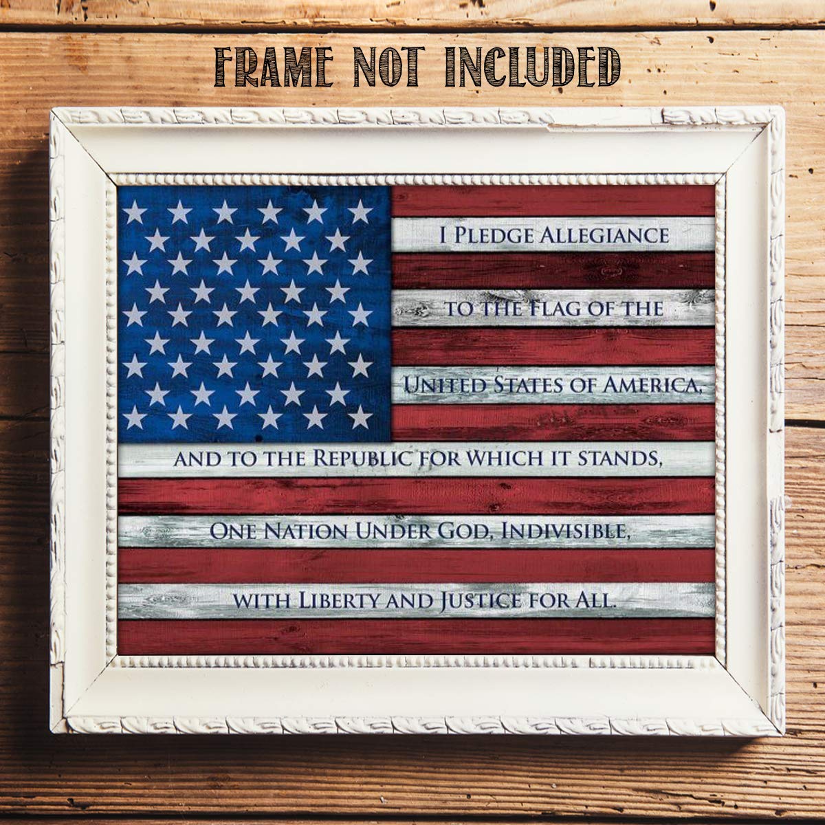 "The Pledge of Allegiance on USA Flag"-10 x 8"