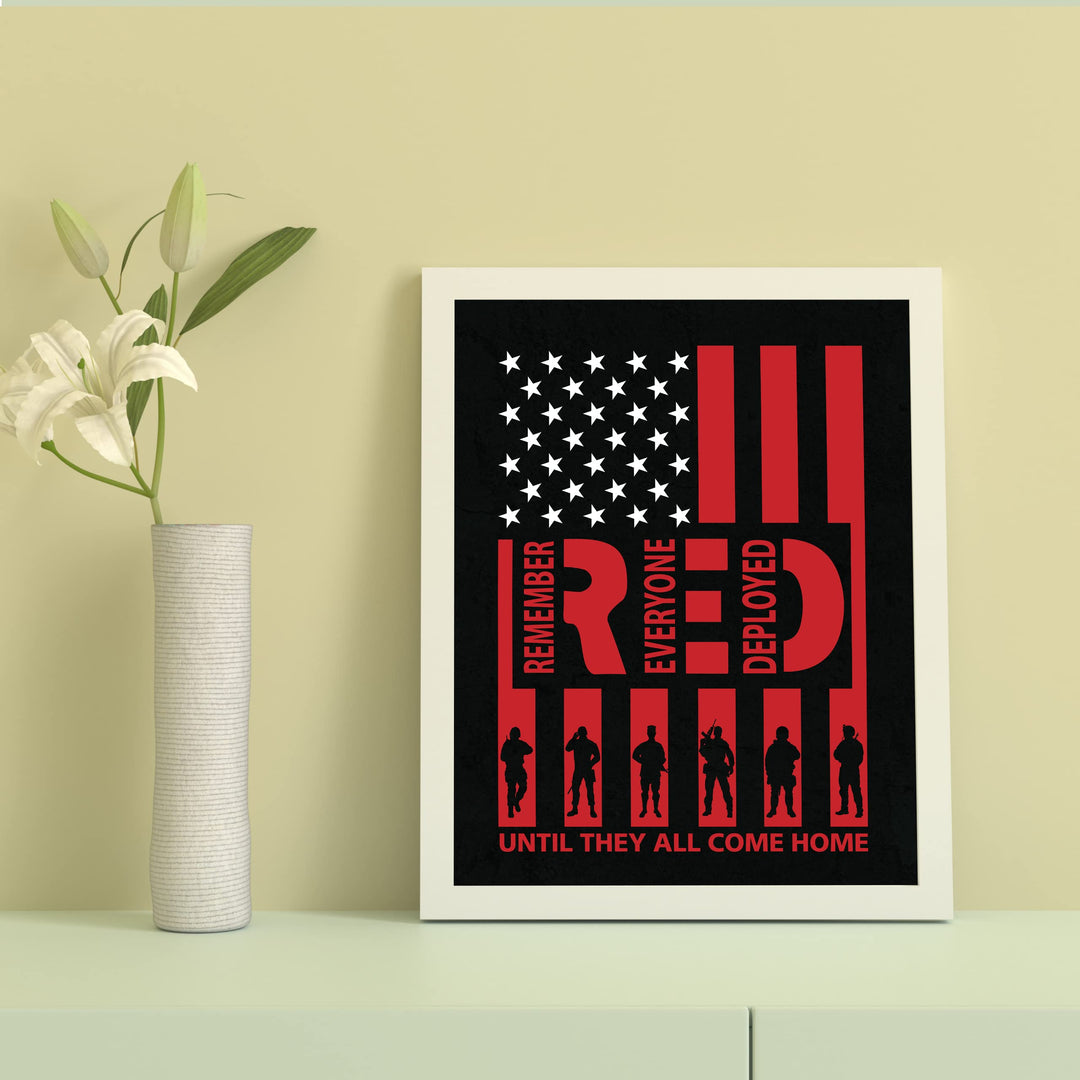 Remember Everyone Deployed Patriotic Military Wall Decor -8 x 10" American Flag USA Poster Print-Ready to Frame. Home-Office-School-Man Cave Decor. Great Sign to Show Patriotism and Respect!